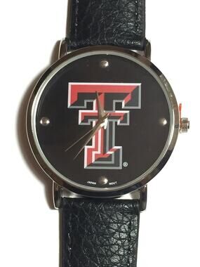 Texas Tech Red Raiders Mens Womens Leather Watch, With Free Battery